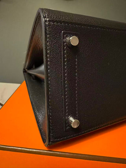 HERMÈS BIRKIN 20 FAUBOURG DISCO VEAU BOX NOIR PALLADIUM HARDWARE