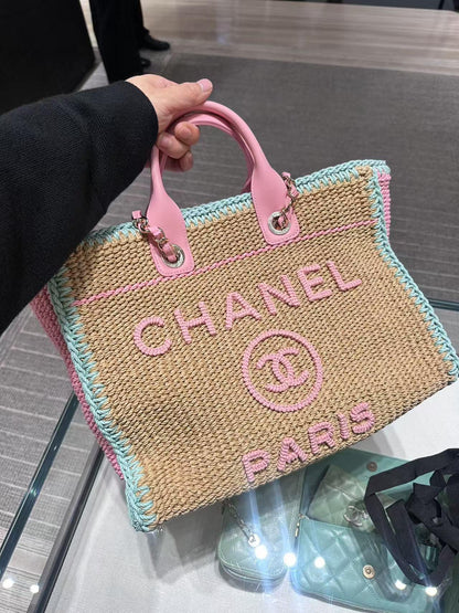 RARE CHANEL 24SS PINK/BLUE LARGE SHOPPING TOTE