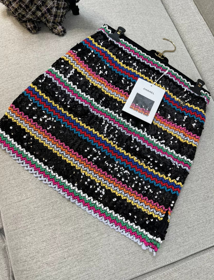Chanel 22S Black & Multicolor Skirt