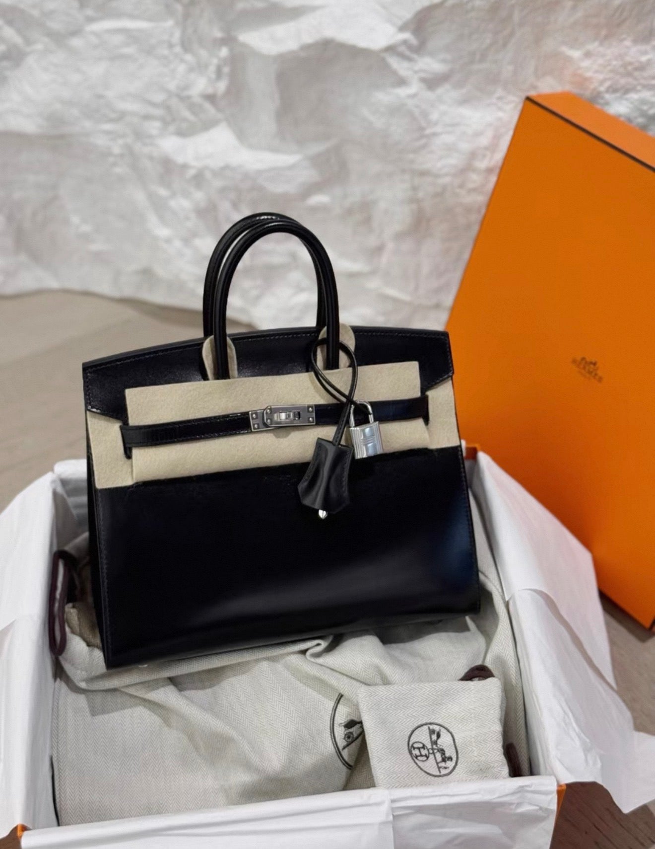 HERMES Birkin etcギフトボックスセット［希望額提示可］ Hermès Birkin 25 Black Box Leather Palladium Hardware – Wararni.com