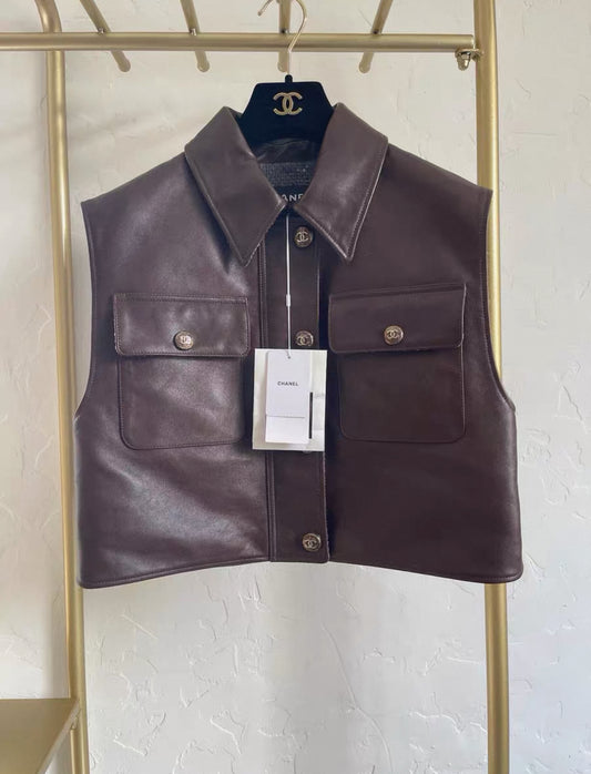Chanel 24A brown leather vest