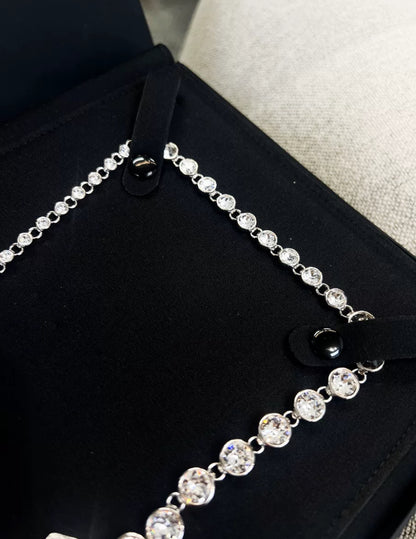 Chanel 23S bow diamond pearl double C waist chain