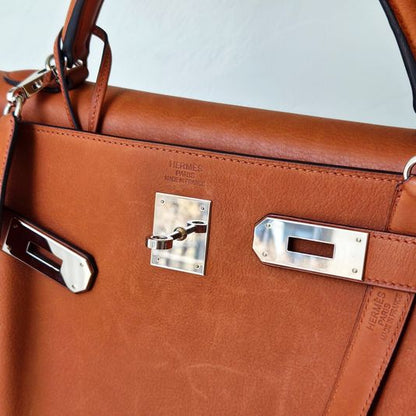 Hermès kelly 40 Taurillon Saddle Fauve Leather Palladium Hardware