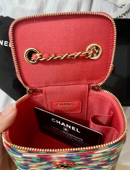 CHANEL Embroidered Thread Mini Vanity With Chain Multicolor