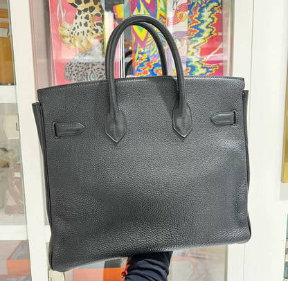 Hermes Birkin HAC 32 Black Togo Leather Palladium Hardware