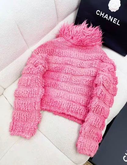 Chanel pink fur coat size 38