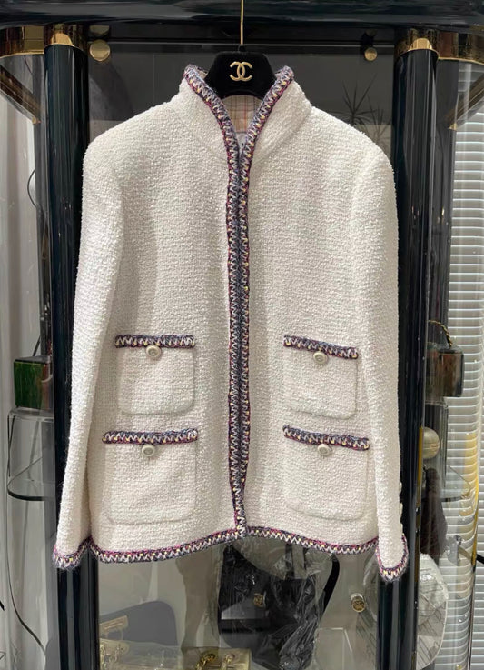 CHANEL 20C LITTLE WHITE JACKET Size 38