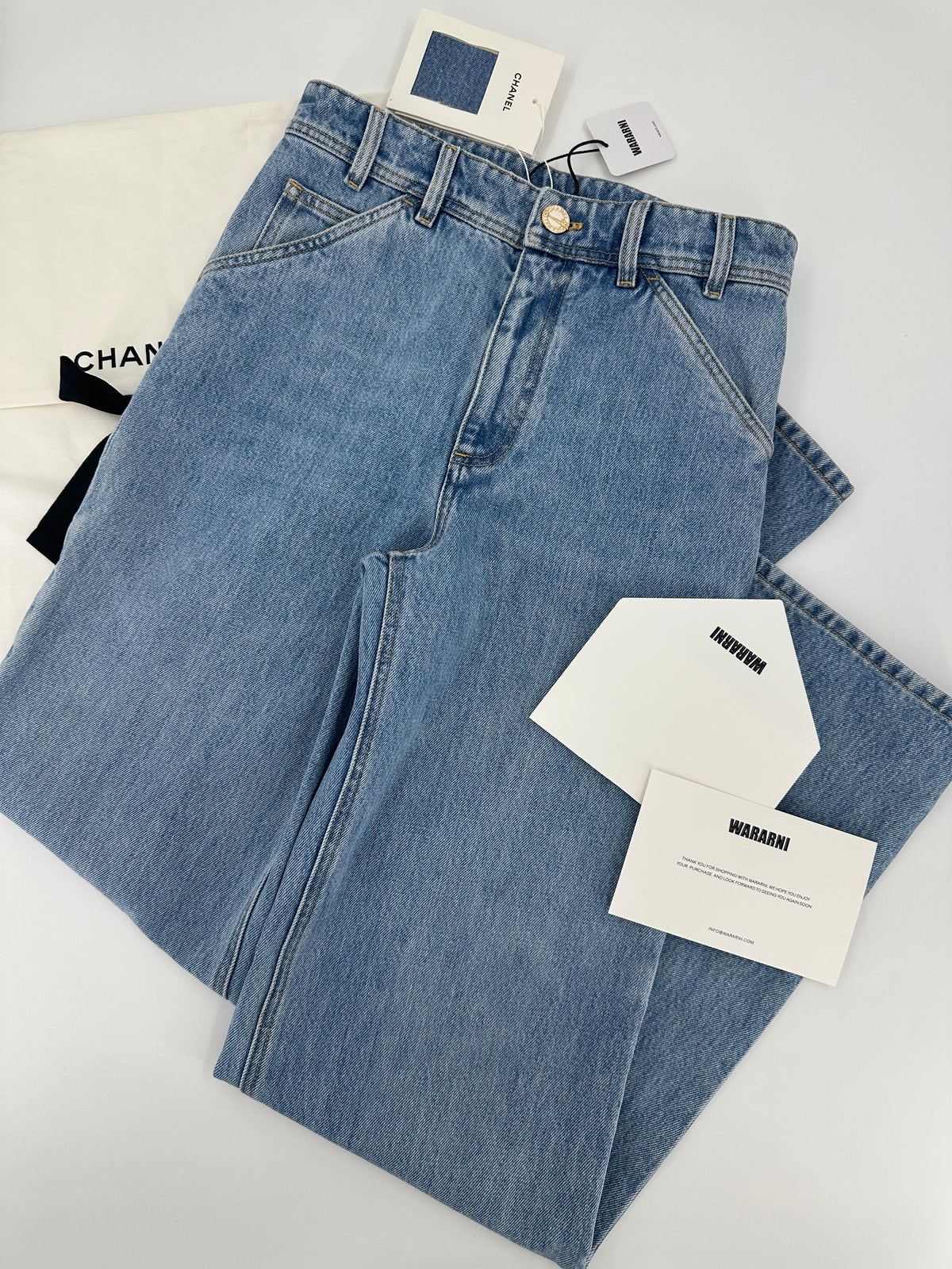 Chanel 2026 coco beige blue denim size 36