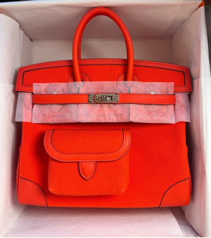 Hermes Birkin 25 Cargo Orange Field Swift / Toile Palladium hardware