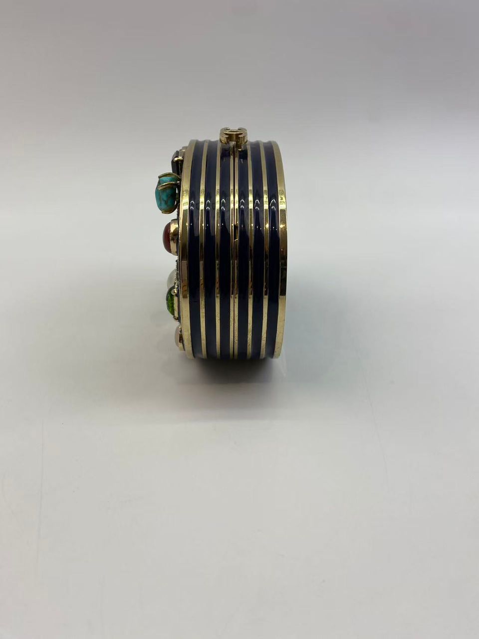 CHANEL 2007 Horoscope Navy Blue Metal Gripoix Gold Crystal Small Mini Minaudière Bag