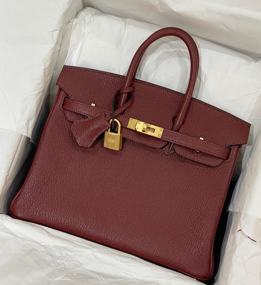 Hermes Birkin 25 rouge H Chevre mysore brushed gold hardware