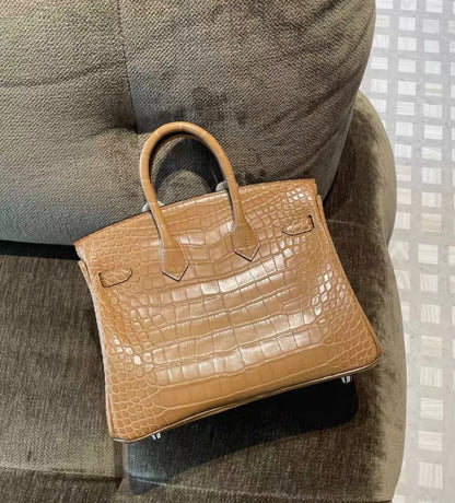 Hermès Birkin 25 2H Kraft matte crocodile leather palladium hardware