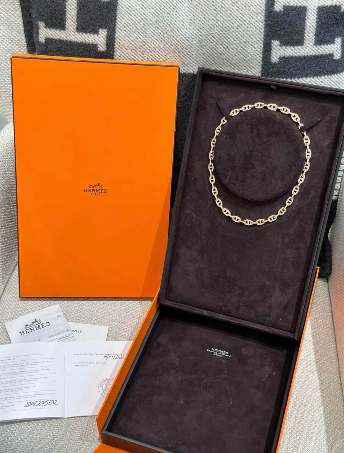 Hermes chaine d'ancre full diamond necklace