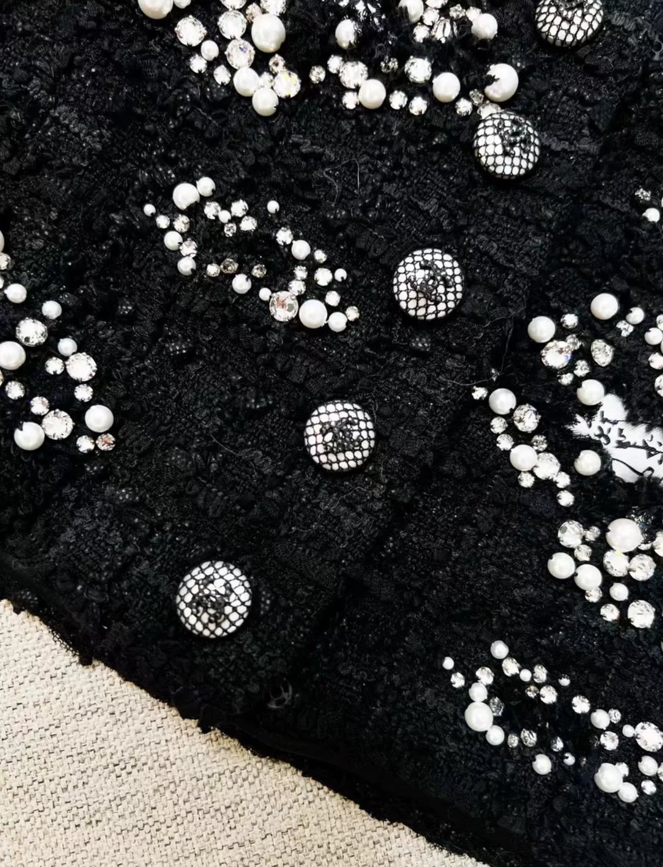 Chanel 22C Black Tweed Crop Top