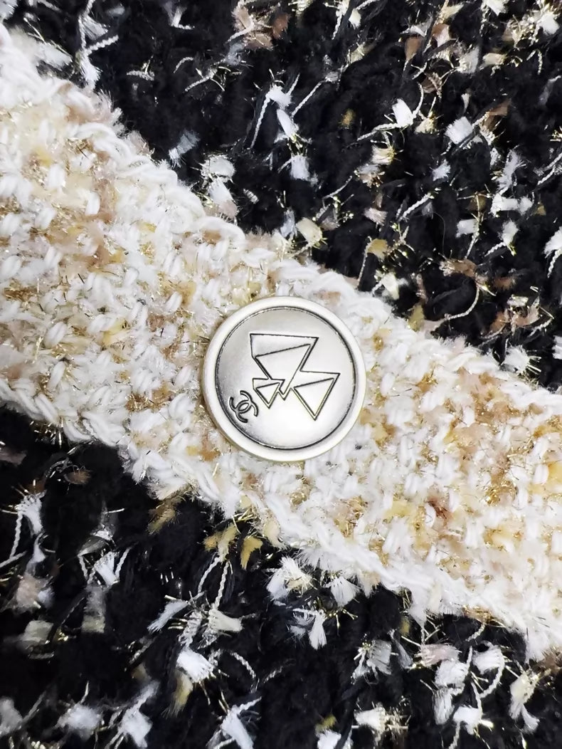 Chanel 19A tweed Egyptian gold thread knit cardigan