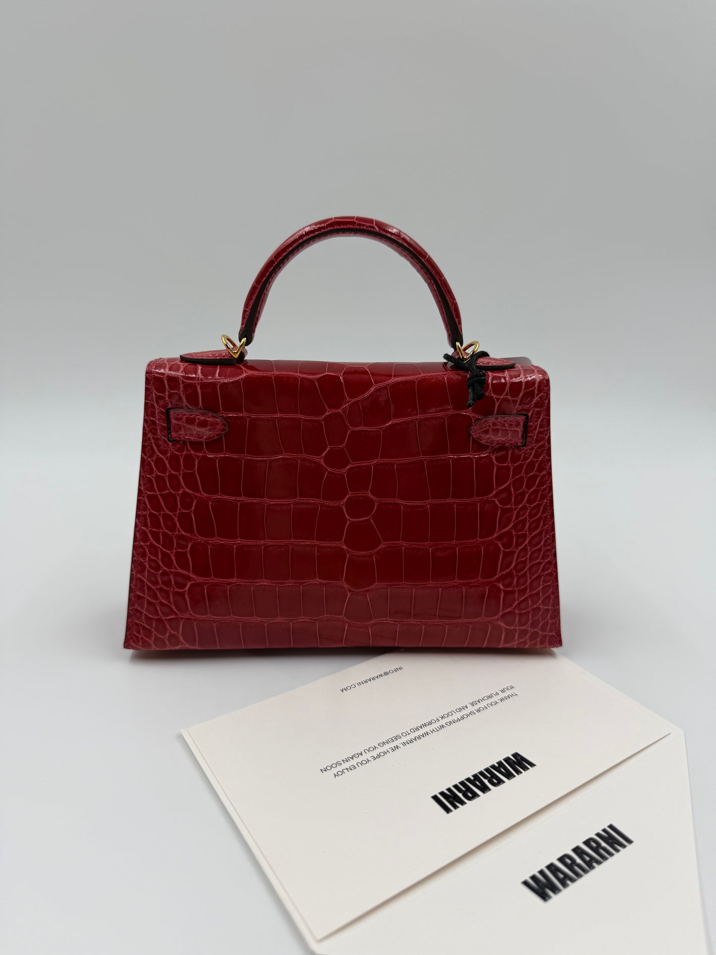 Hermès Mini Kelly 20 Shiny Braise Alligator leather with Gold Hardware