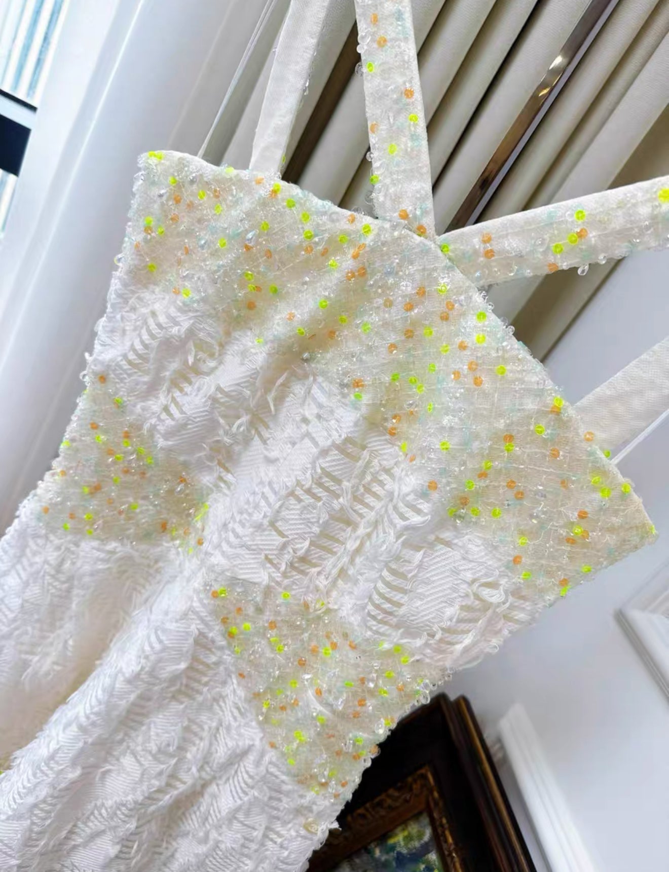 Chanel 18s white embroidered haute couture dress