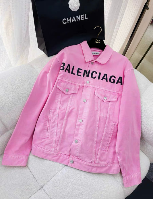 Balenciaga pink denim jacket size 34