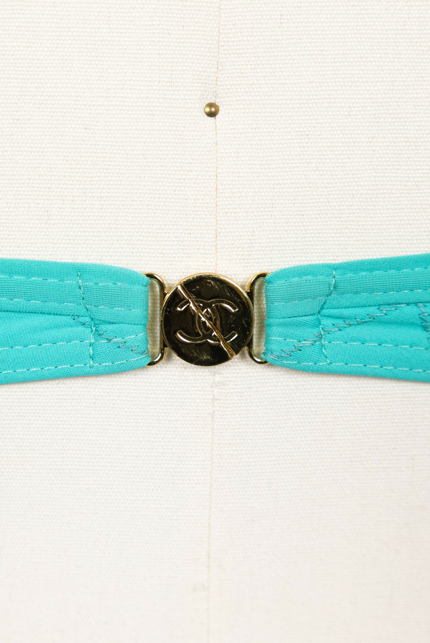 Chanel 1994 Cruise Vintage Teal Logo Quilted Bikini