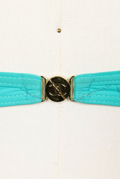 Chanel 1994 Cruise Vintage Teal Logo Quilted Bikini