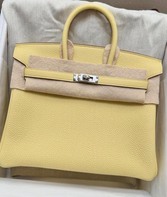 Herme Birkin 25 Jaune Poussin Togo palladium hardware