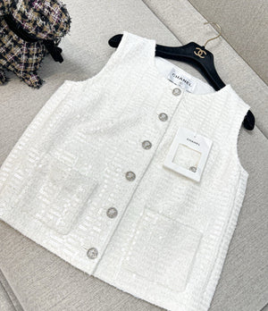 Chanel 25S Glittered Cotton Vest