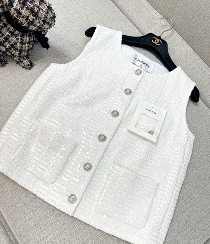 Chanel 25S Glittered Cotton Vest