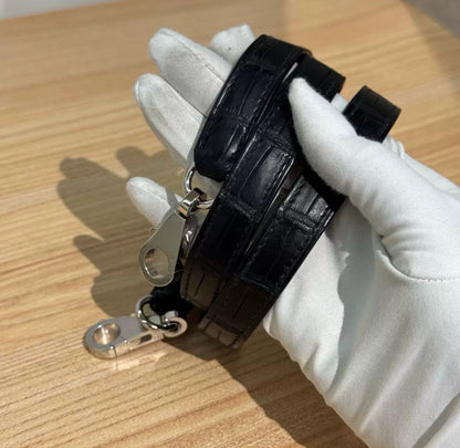 Hermès Kelly 25 Black Matte Crocodile Leather Palladium Hardware