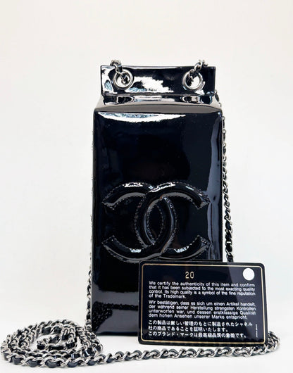 Chanel Fall/Winter 2014 Black Patent Milk Carton Bag Silver Hardware
