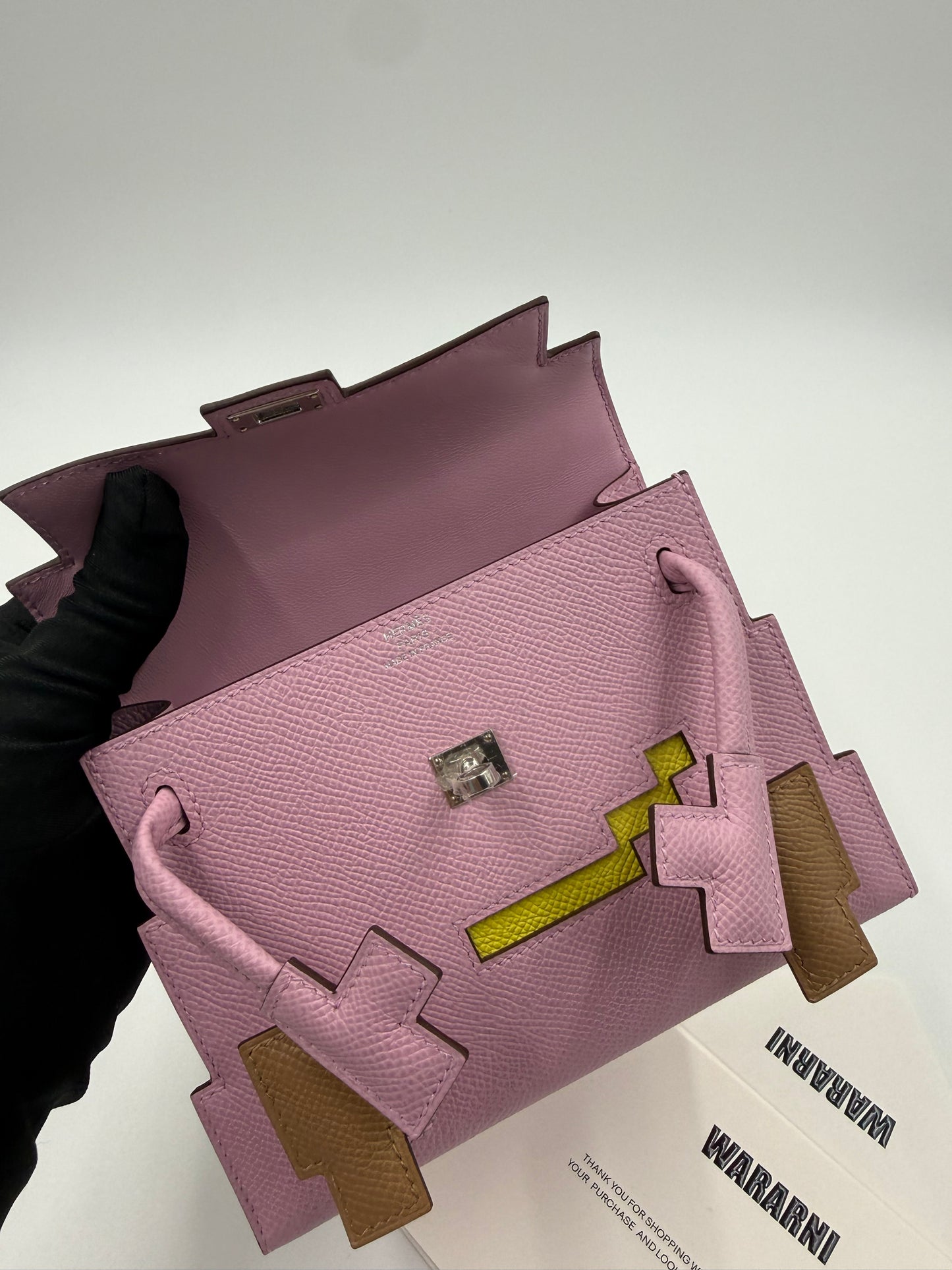 Hermès Kelly Doll "Picto" Quelle Idole Mauve Sylvestre, Lime, Nata & Chai Epsom Palladium Hardware