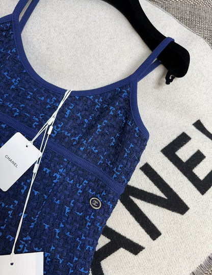 Chanel 24P Blue Tweed Dress