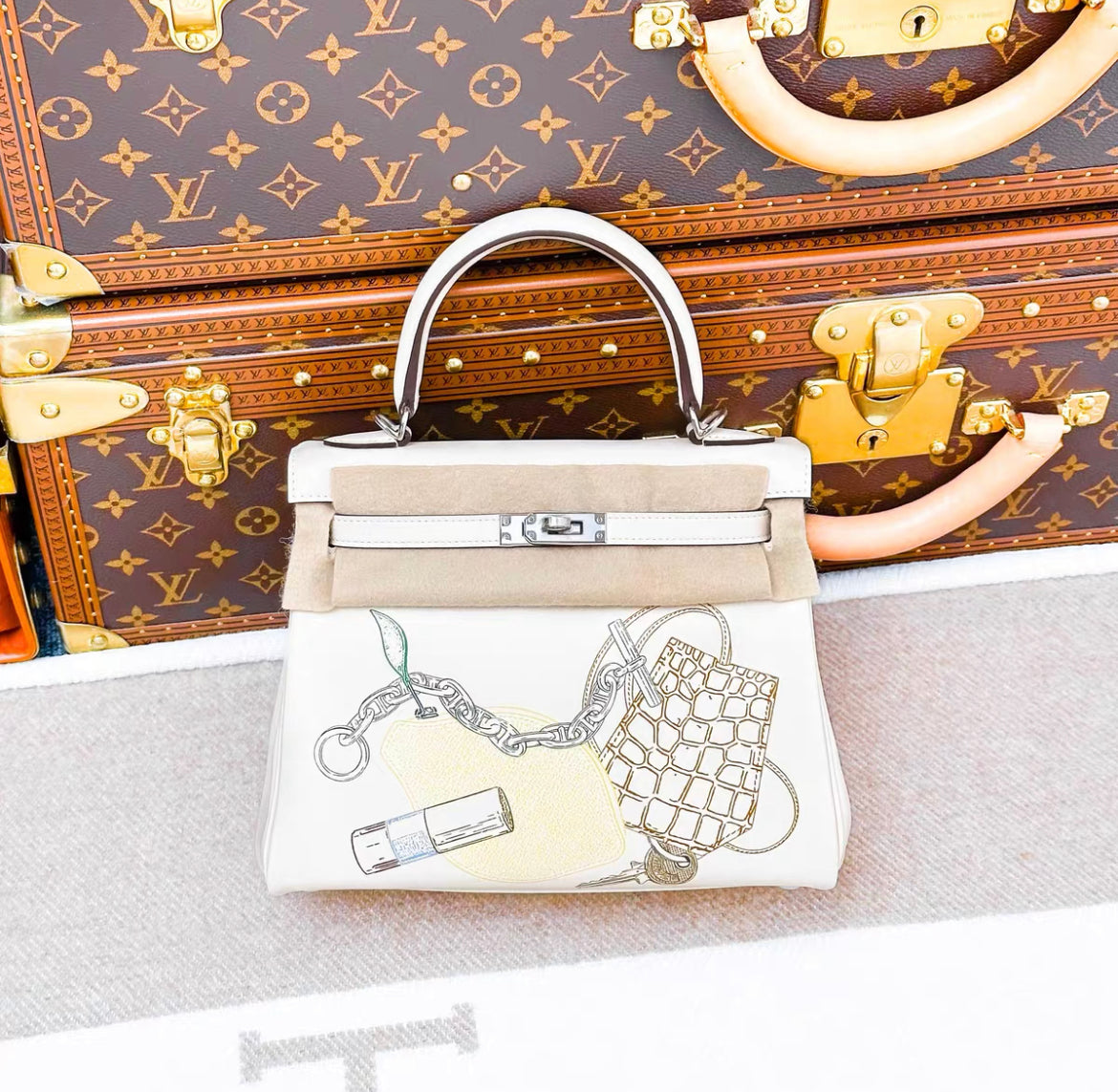 Hermès Kelly Retourne 25 In & Out Nata Swift Palladium Hardware