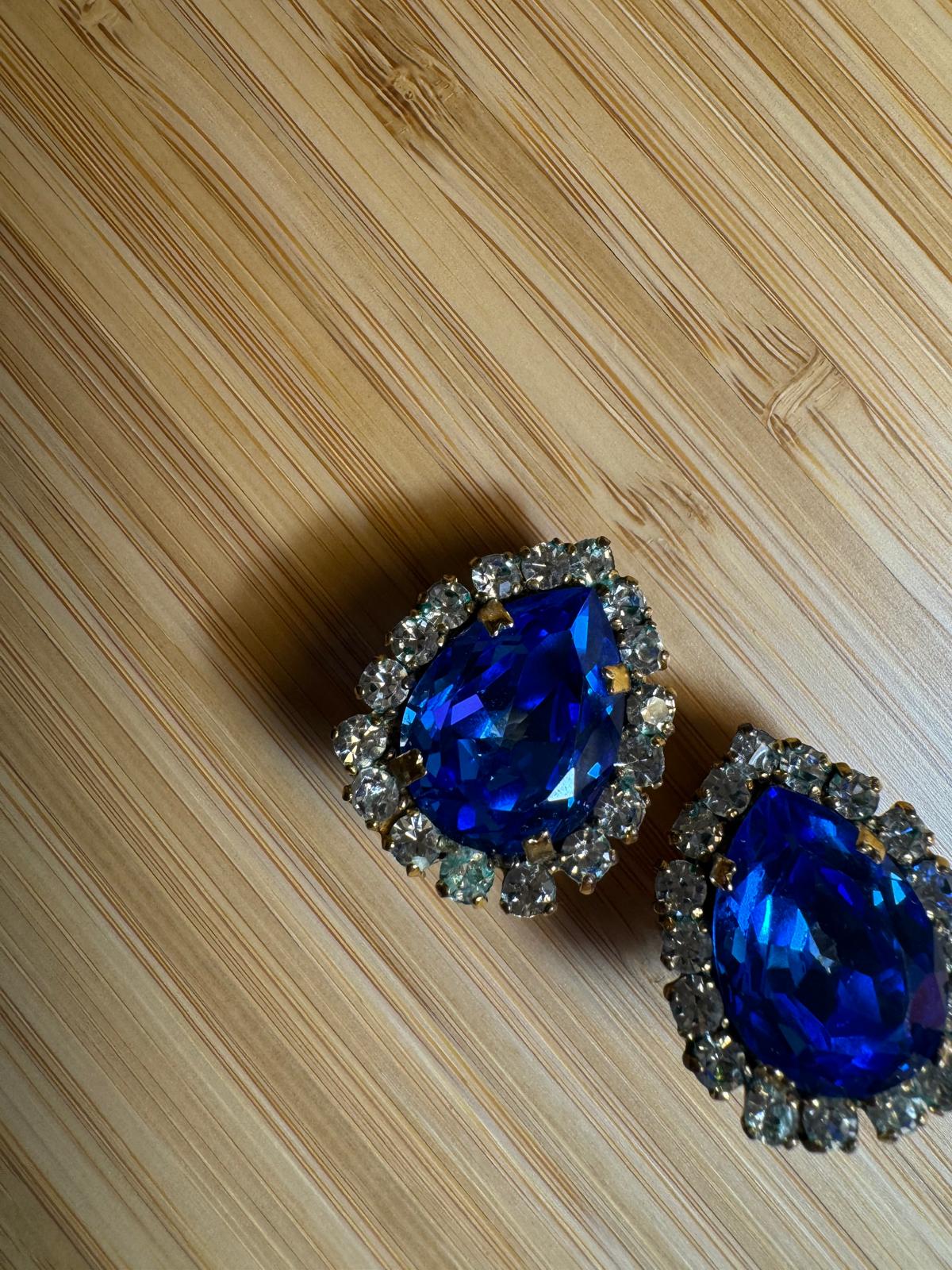 Chanel Vintage 95P Blue Rhinestone Barbie Earrings