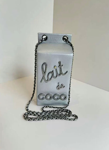 Chanel Iridescent Silver Lait de Coco Milk Carton Bag