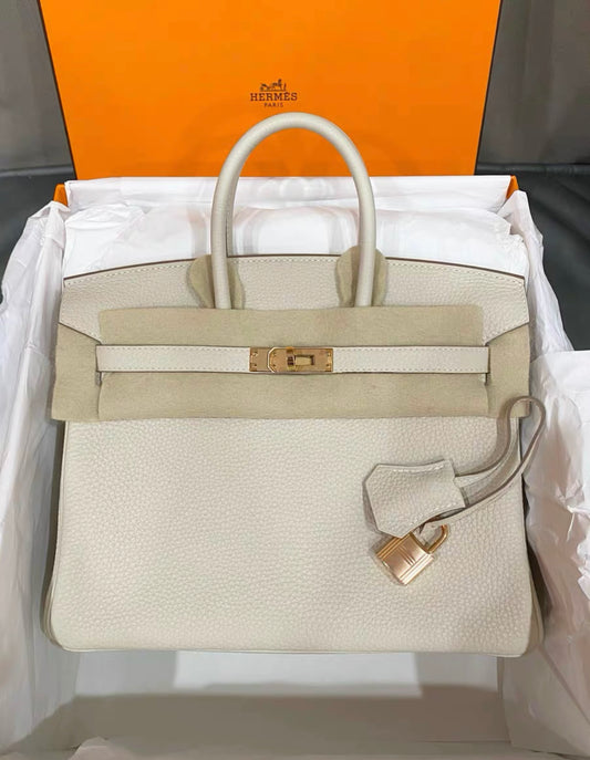 Hermès Birkin 25 Craie Togo Rose Gold Hardware