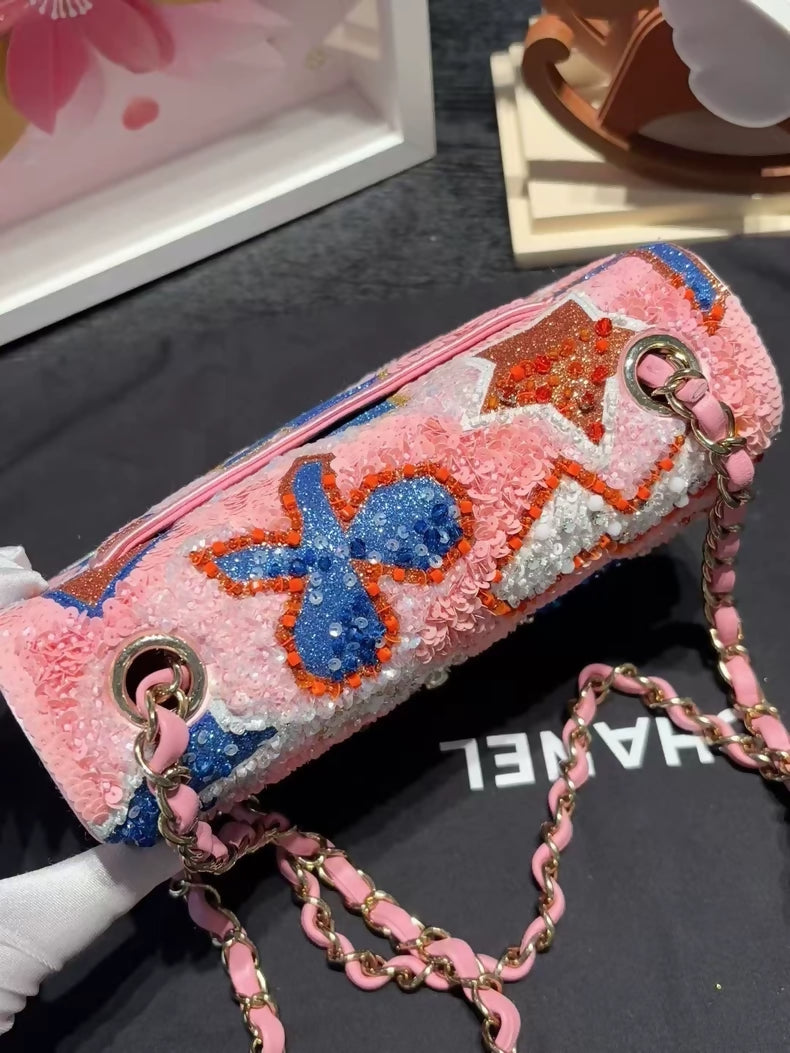 Chanel 23A Métiers d'Art Colorful Beaded Embroidery CF Mini Shoulder Bag