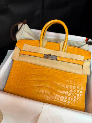 Hermes Birkin 25 Blond Matte Alligator Palladium hardware (new color)