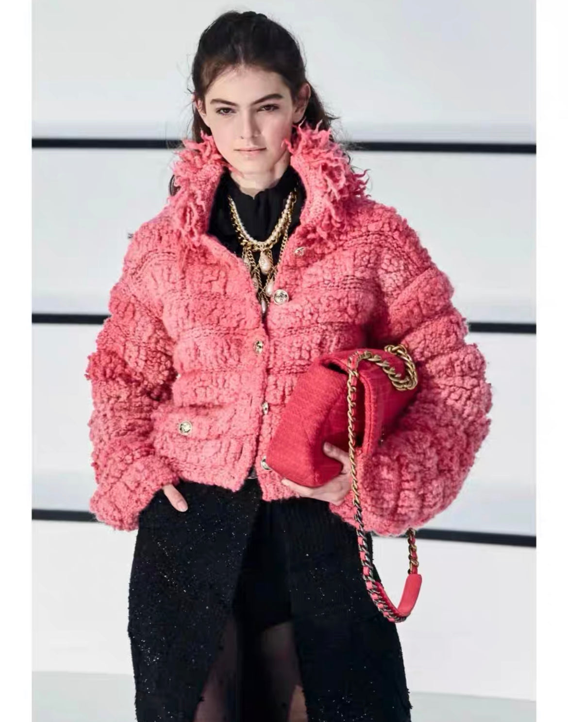 Chanel pink fur coat size 38