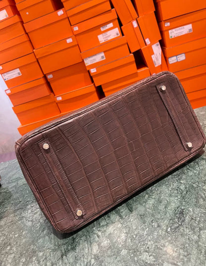 Hermès Birkin 35 Ebène Matte Alligator Leather Palladium Hardware