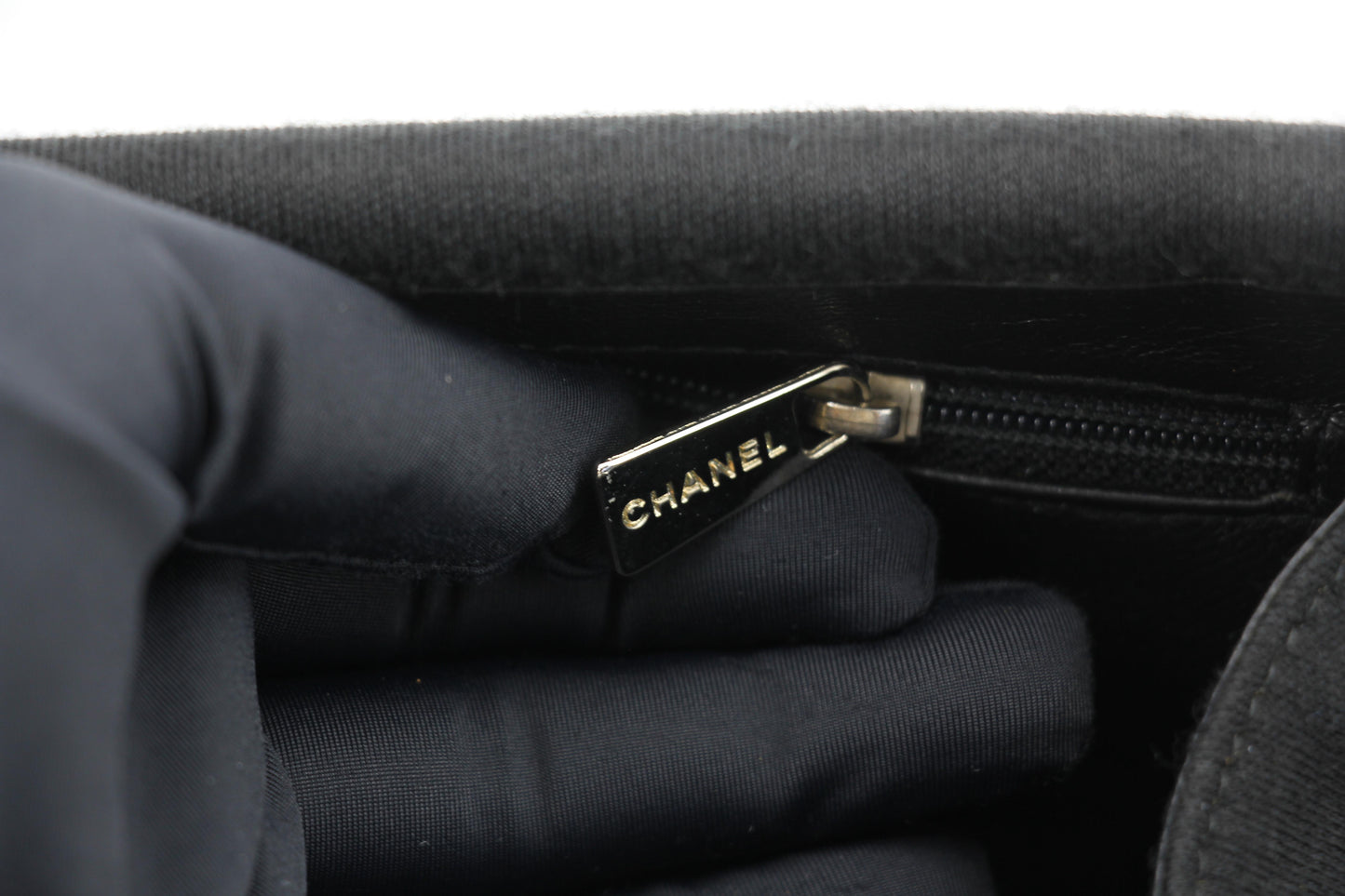 Chanel vintage black clutch with silver hardware handle