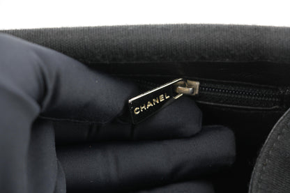 Chanel vintage black clutch with silver hardware handle