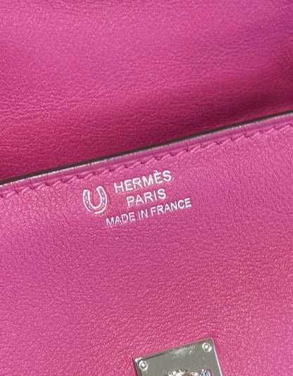 Hermes Kelly Doll Rose/Purple/Blue swift leather palladium hardware
