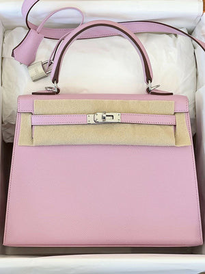 Hermès Kelly 25 Mauve Sylvestre Epsom Leather with Palladium Hardware