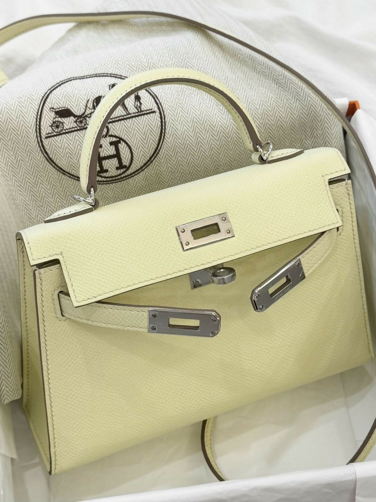 Hermès Mini Kelly II Jaune Milton Epsom Leather with Hardware W Stamp