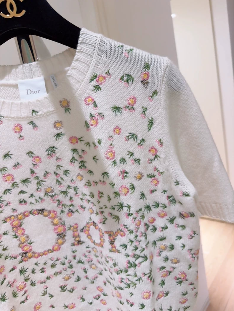 Christian Dior cashmere knit short-sleeved top