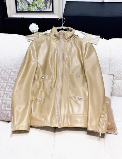 Chanel 23 iridescent champagne gold hooded down jacket