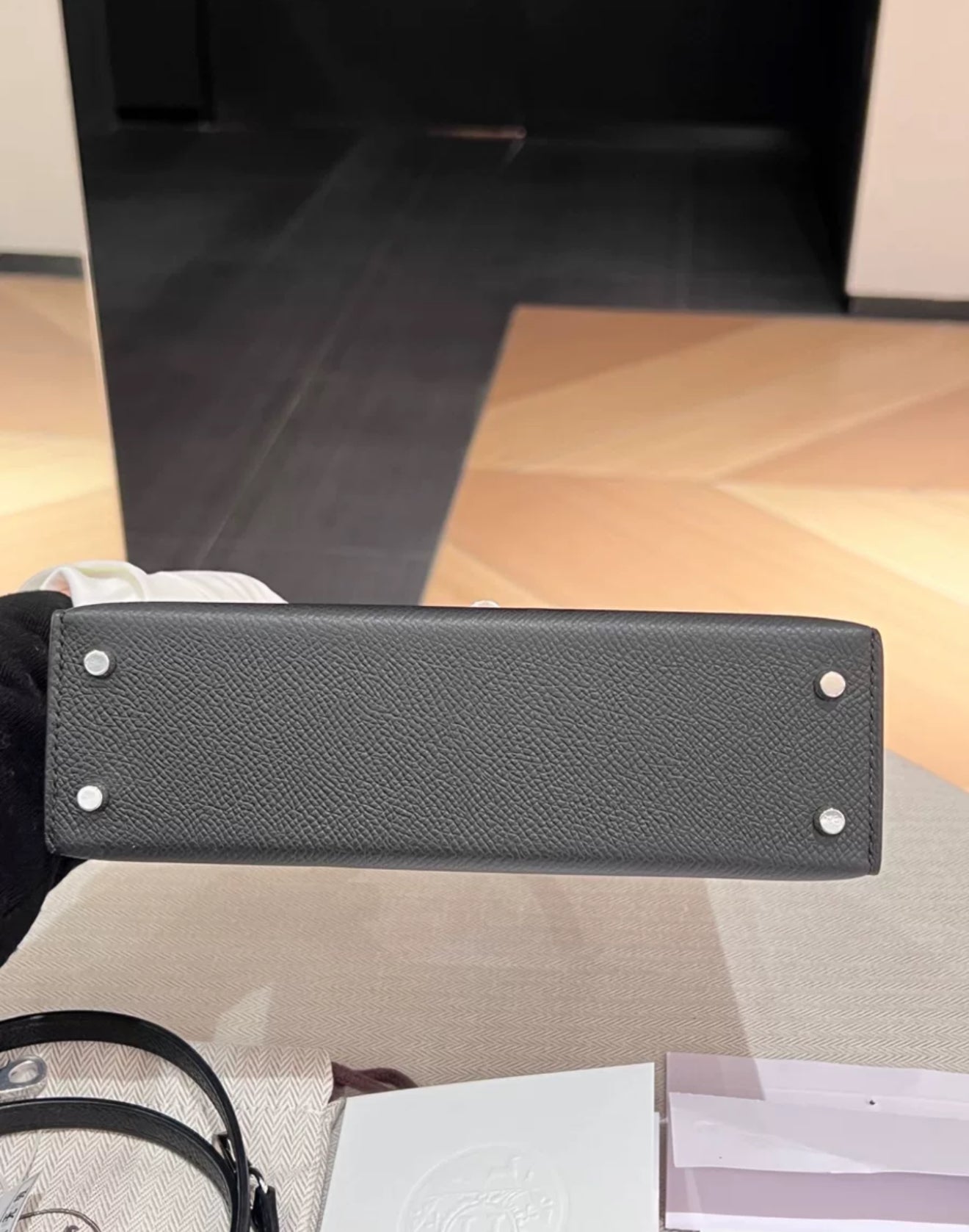 HERMES MINI KELLY BLACK EPSOM PALLADIUM HARDWARE