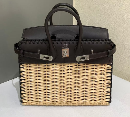 Hermes Birkin 25 Picnic Ebene Swift leather palladium hardware