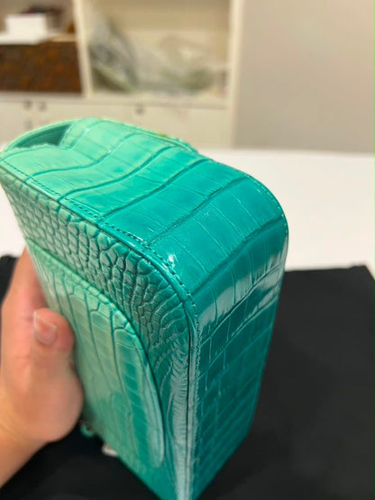 Mini Chanel green iridescent flap bag