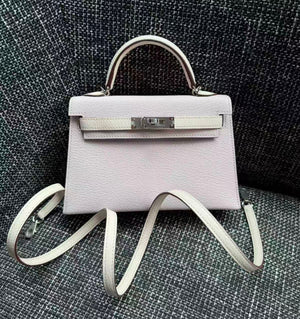 Rare Hermes Mini kelly 20 HSS mauve pale x nata Chevre leather palladium hardware
